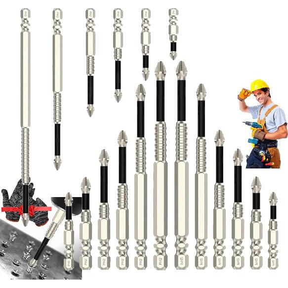 Slideach Magnetic Screwdriver Bits, Slide Each Drill Bit, High-Performance Strong Magnetic Drill Bit Set with Anti-Slip Kit for Home Improvement,