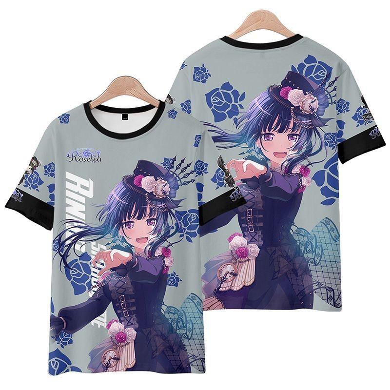 Roselia Anime Tee 2025 New BanG Dream Girl Band All Role Playing 3D Print T-shirt Summer Men Women Harajuku Short Sleeve Y2k Top