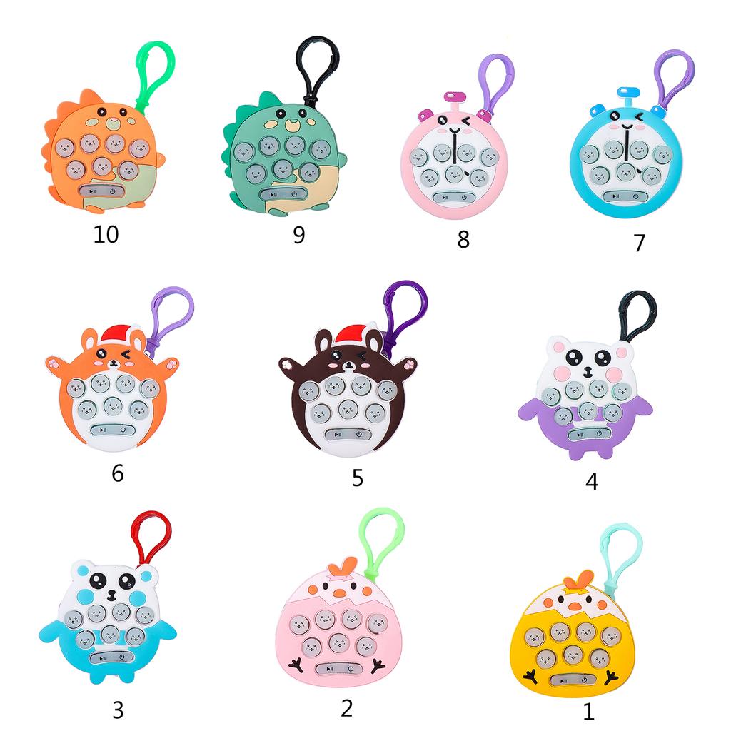 Handheld Game Console Keychain Light Up PopGame Toy Sensory Fidgets Toy Push Bubble Keyring with LED Kids Stress Toy