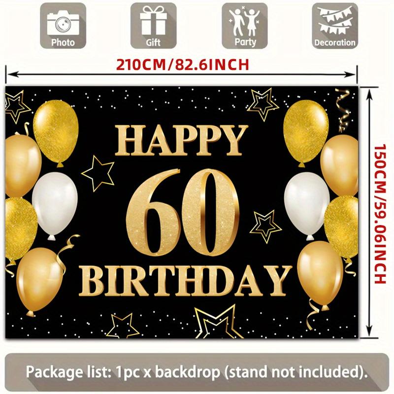 Two-dimensional Flat Banner 1 Piece - 60th Birthday Golden Black Theme Party Banner. Suitable for Party Decoration.