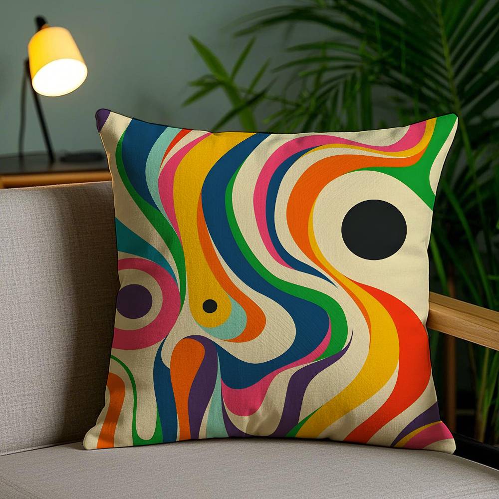 Abstract Geometric Pattern Pillow Case Anti-dustmite Pillowcase Invisible zipper silky short plush Sofa cushion cover