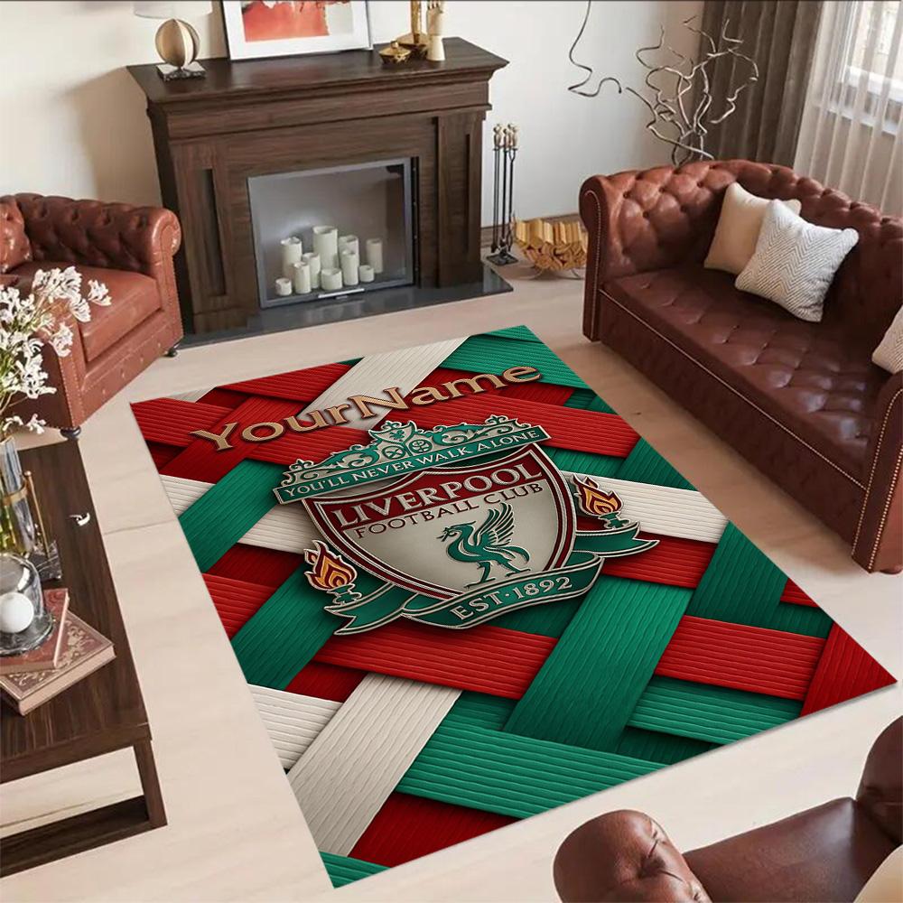 Liverpool Customize Text Floor Mat Design for Playrooms Dining Room Game Room Living Rooms Anti-slip Rug Anime Office Decor Perfect Gift for Women/Men