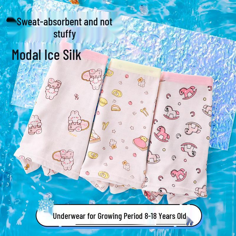 Girls' Plus Size Pure Cotton Safety Shorts - Junior High, Puberty-Friendly Four-Corner Briefs