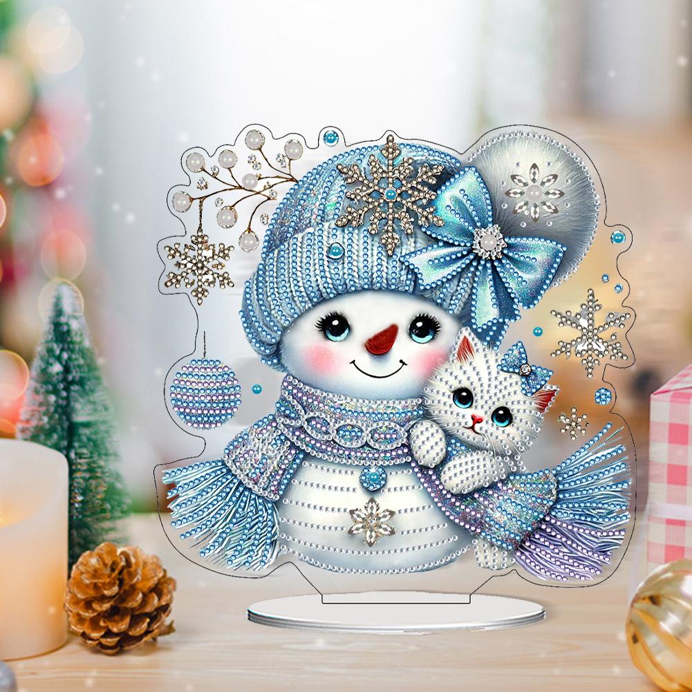 2D Flat Snowman Print DIY Desktop Diamond Art Kits 5D DIY Diamond Art Tabletop Decorations Diamond Painting Desktop Decorations