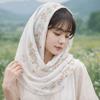 Mesh Thin Long Scarf Solid Color Muslim Headscarf Clothing Accessories Floral Headscarf  Women