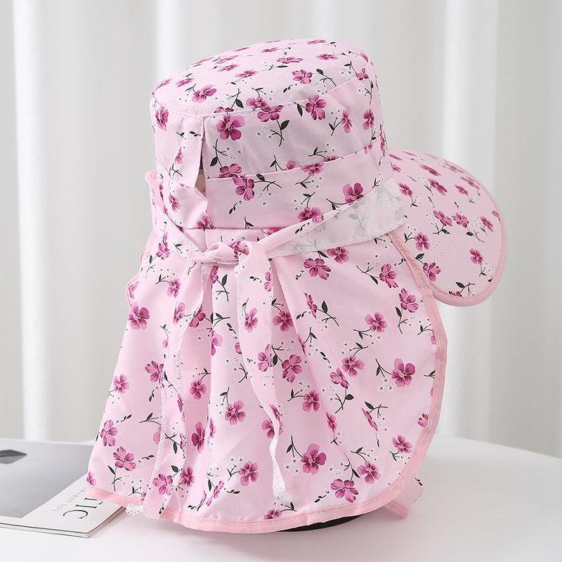 Sombrero de Flores para Mujer Verano Exterior Obra de Construcción Protector Solar Mascarilla Cubre Rostro Sombrero de Sol Sombrero de Sol para Ciclismo