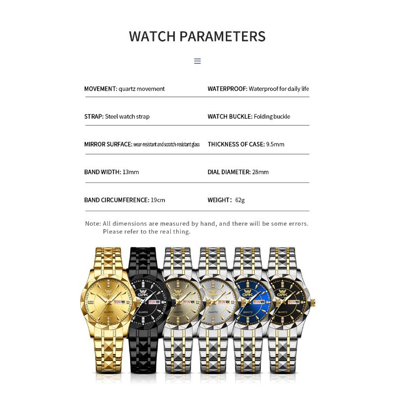 OPK Damenuhren Luxusmode Damen Quarz Uhr Wasserdicht Leuchtend Datum Edelstahl Armbanduhr Freundin Geschenke
