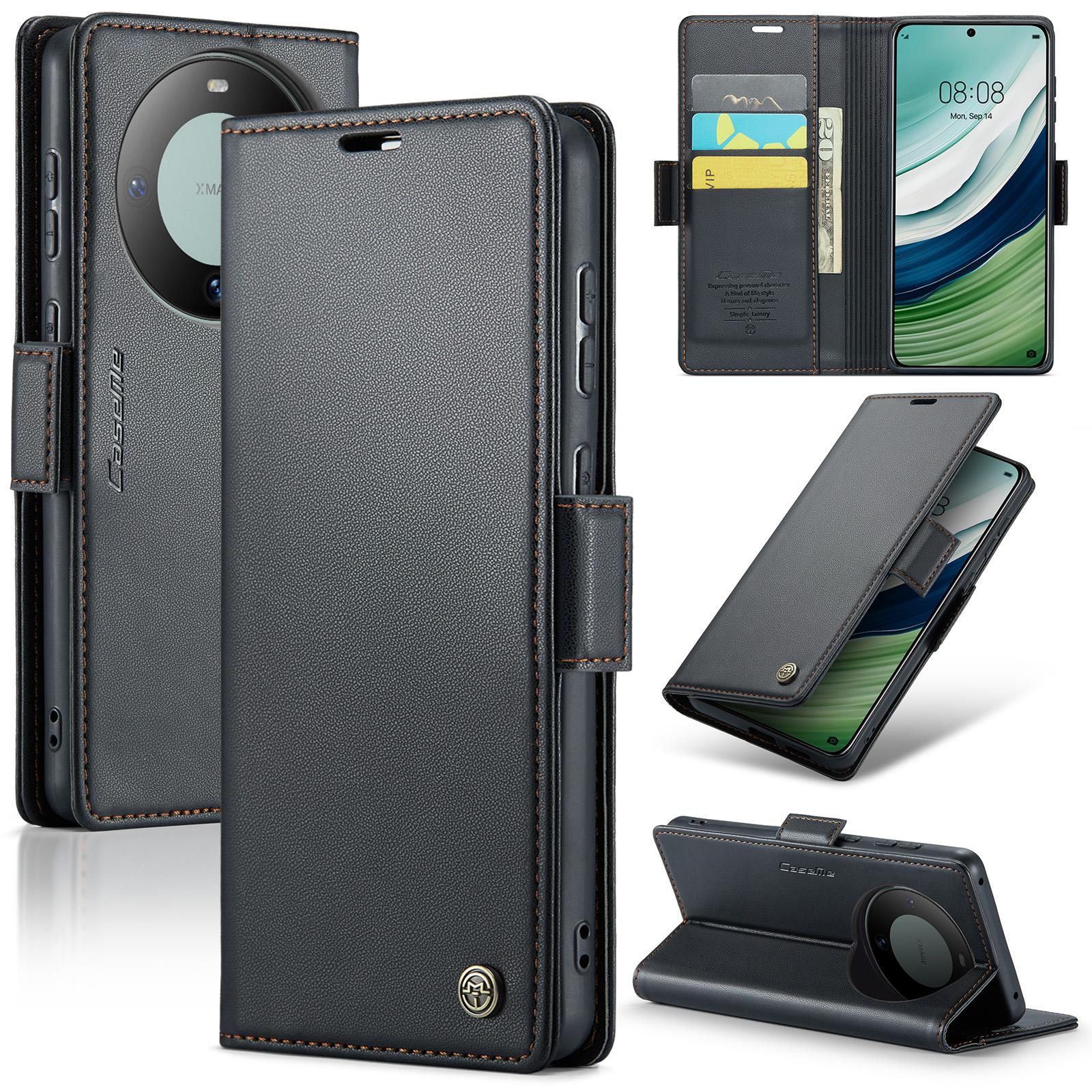 

For Huawei Mate 60 Leather Case CASEME 023 RFID Blocking 3 Card Slot Mobile Cover B