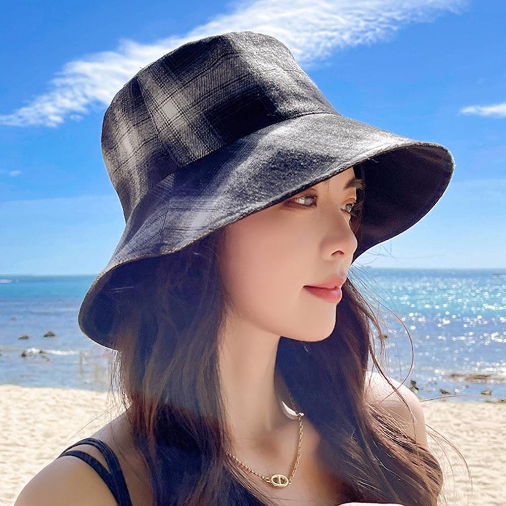 Fishing Hat Cotton Double-sided Embroidered Bear Pattern Sunshade Bucket Beach Hats