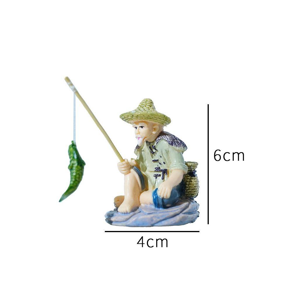 DIY Old Man Fishing Ornament Aquascape Decorative Fish Tank Decoration  Rockery Landscape Ornaments