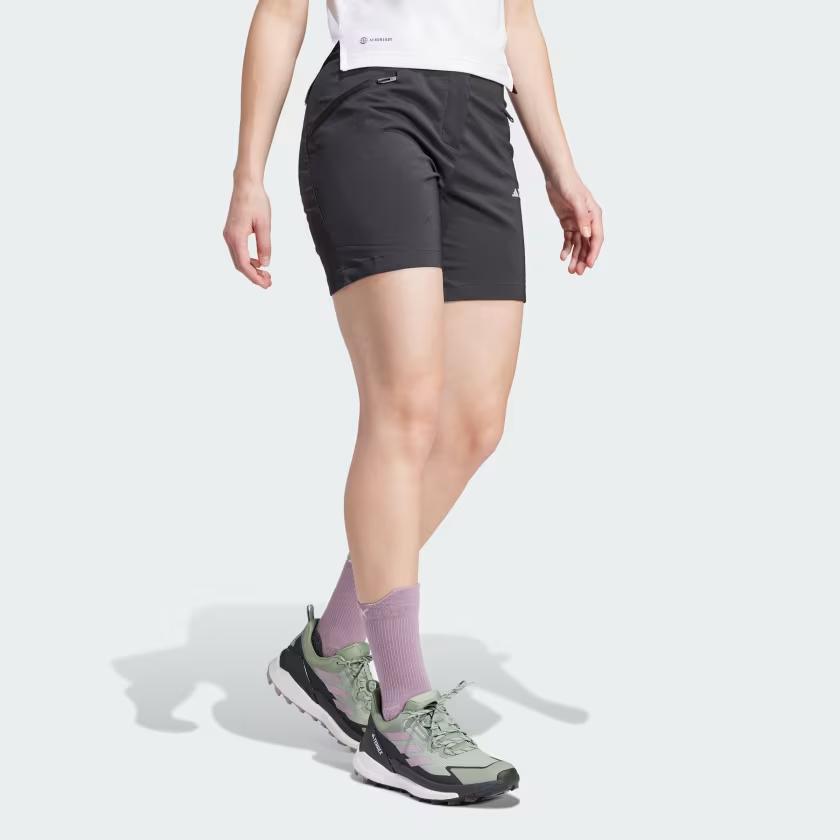 adidas Terrex Xperior Mid Shorts Solid Color Logo Straight Leg Sports Shorts Women Shorts Black IP4832