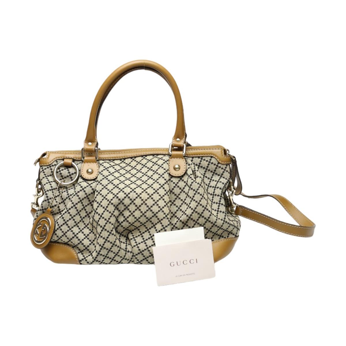 

GUCCI Diamante Сумка-тоут полотно Бежевий x коричневий Жіноча 247902 Вживана