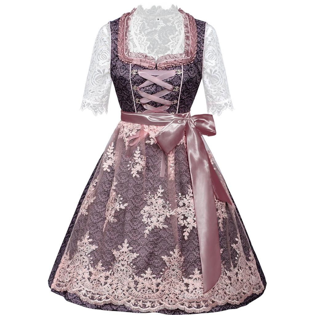 Abito allacciato Bavarese Oktoberfest 2025: Costume da Cameriera in Stile Monaco