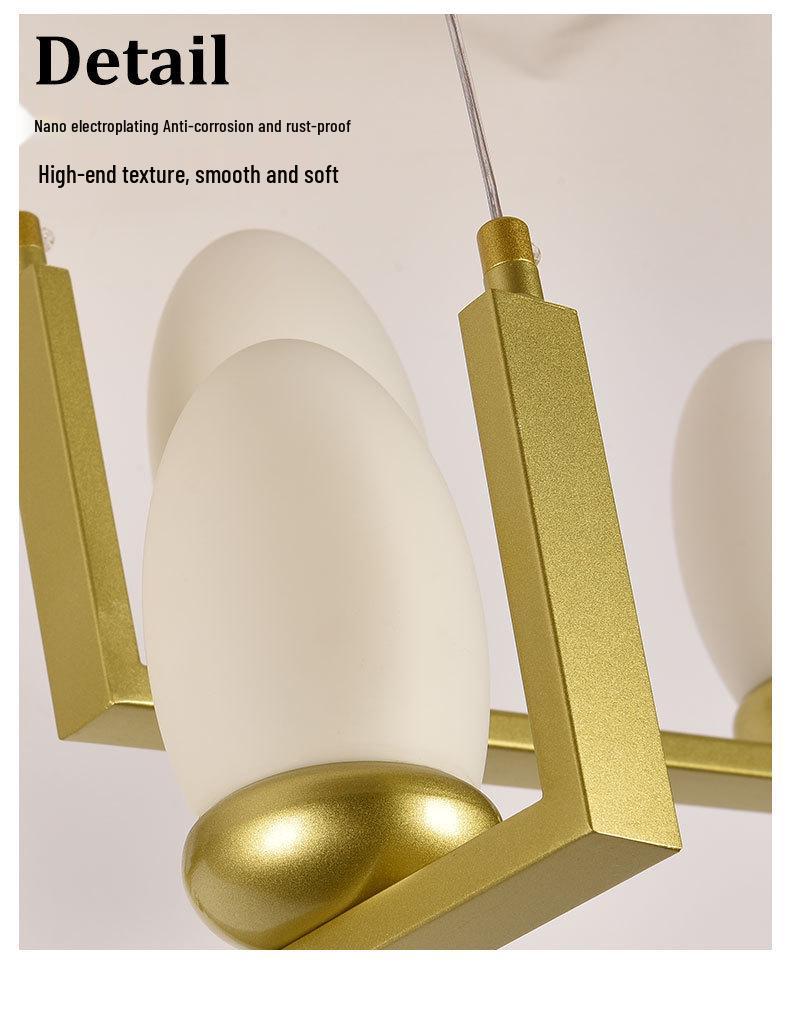 Nordic Minimalist Glass Chandelier with Milk White Shade for Dining Table