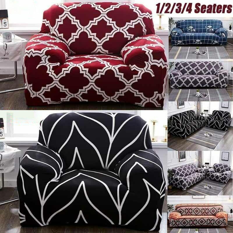 Slipcover 1234 Elastic Seater Stretch Sofa Covers Couch Protector Red Black