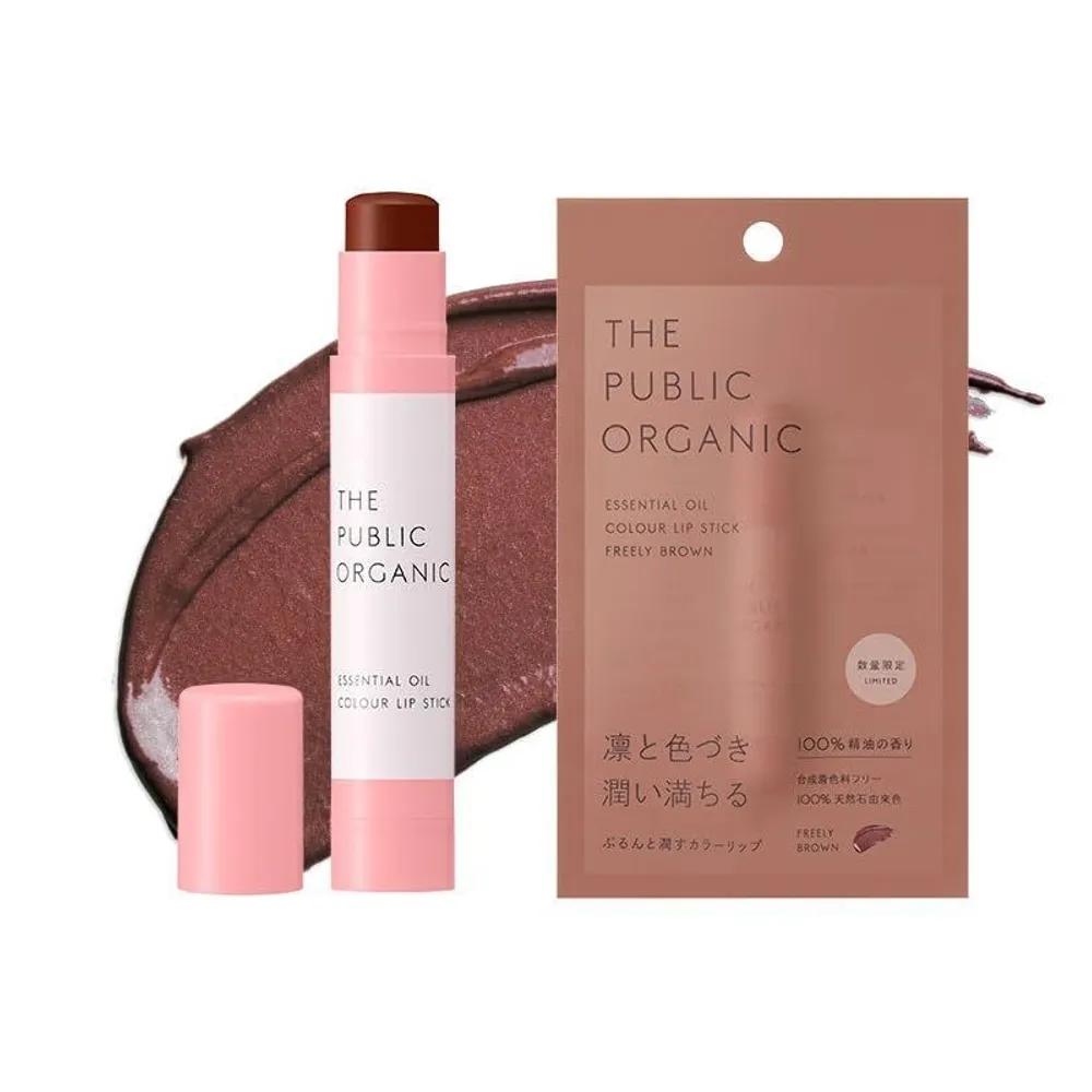 Color Lip Balm THE PUBLIC ORGANIC Freely Brown 100% Naturally Derived Organic Lipstick A. Freely Brown