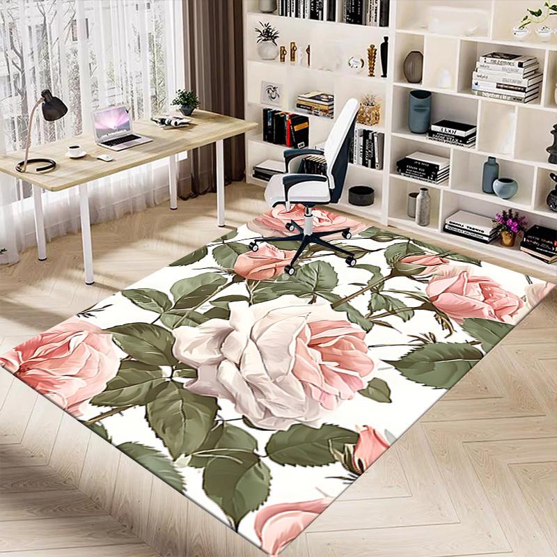 1PC Rose Pattern Carpet Ultra Soft, Thick & Absorbent, Non Slip Machine Washable Mat for Entryway