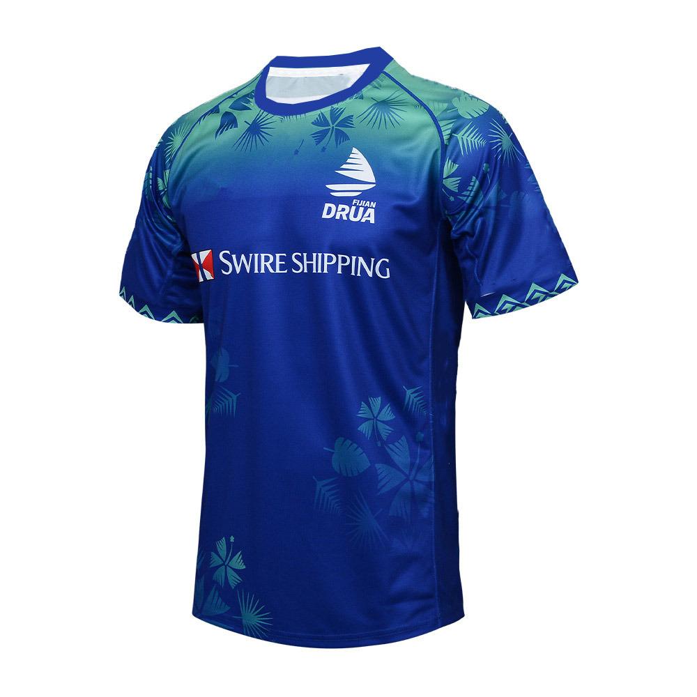 2025 Men's Fiji Drua Rugby Singles Jersey T-Shirt Adult Training Uniform Short-Sleeved Men's O-Neck Quick Drying Sports T-Shirt