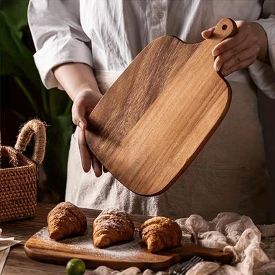 New Food-Safe Cutting Board Wooden with Handle Fruit Board Double-sided Durable Bread Board Fruits & Vegetables