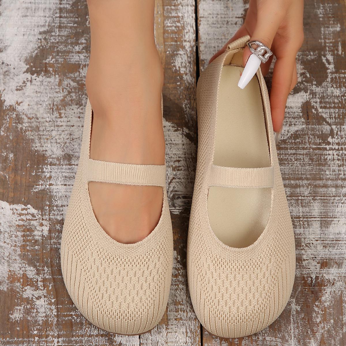 

Женские балетки 2024 года, новые летние вязаные балетки для женщин, дышащие мягкие мокасины, женские легкие повседневные кроссовки без застежек 36 бежевый