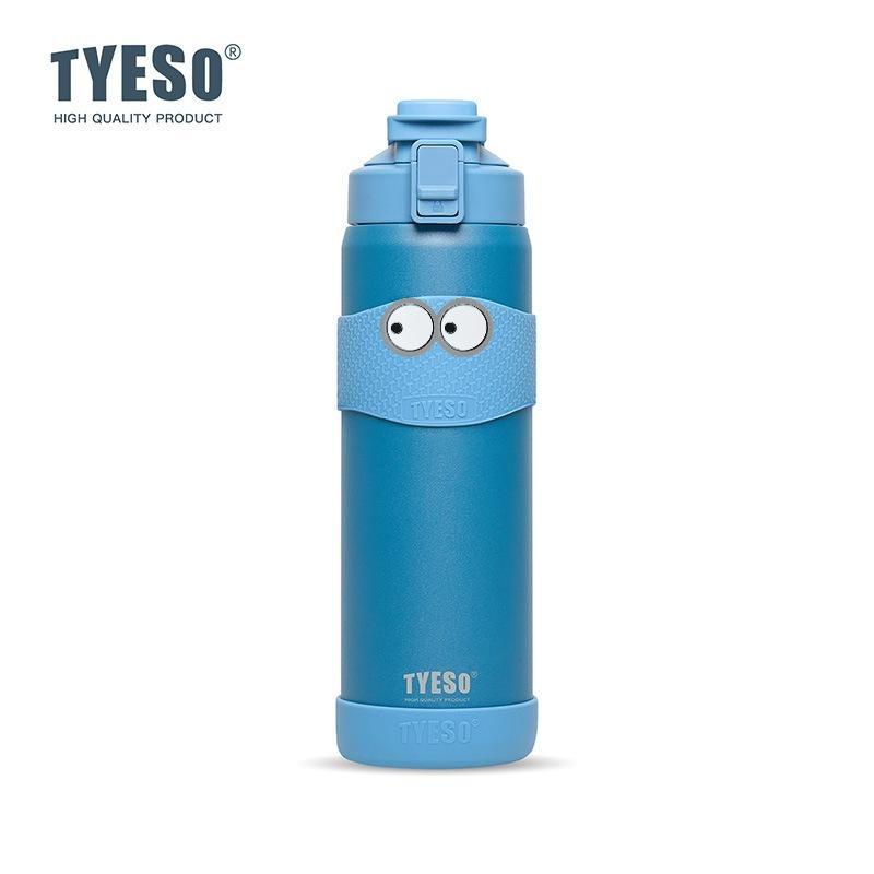 TYESO 900ML Double Wall Insulated Water Bottle Hot 304 Stainless Steel Flask for Fitness Outdoor Daily Use Drink with non-slip pad and Eye Sticker