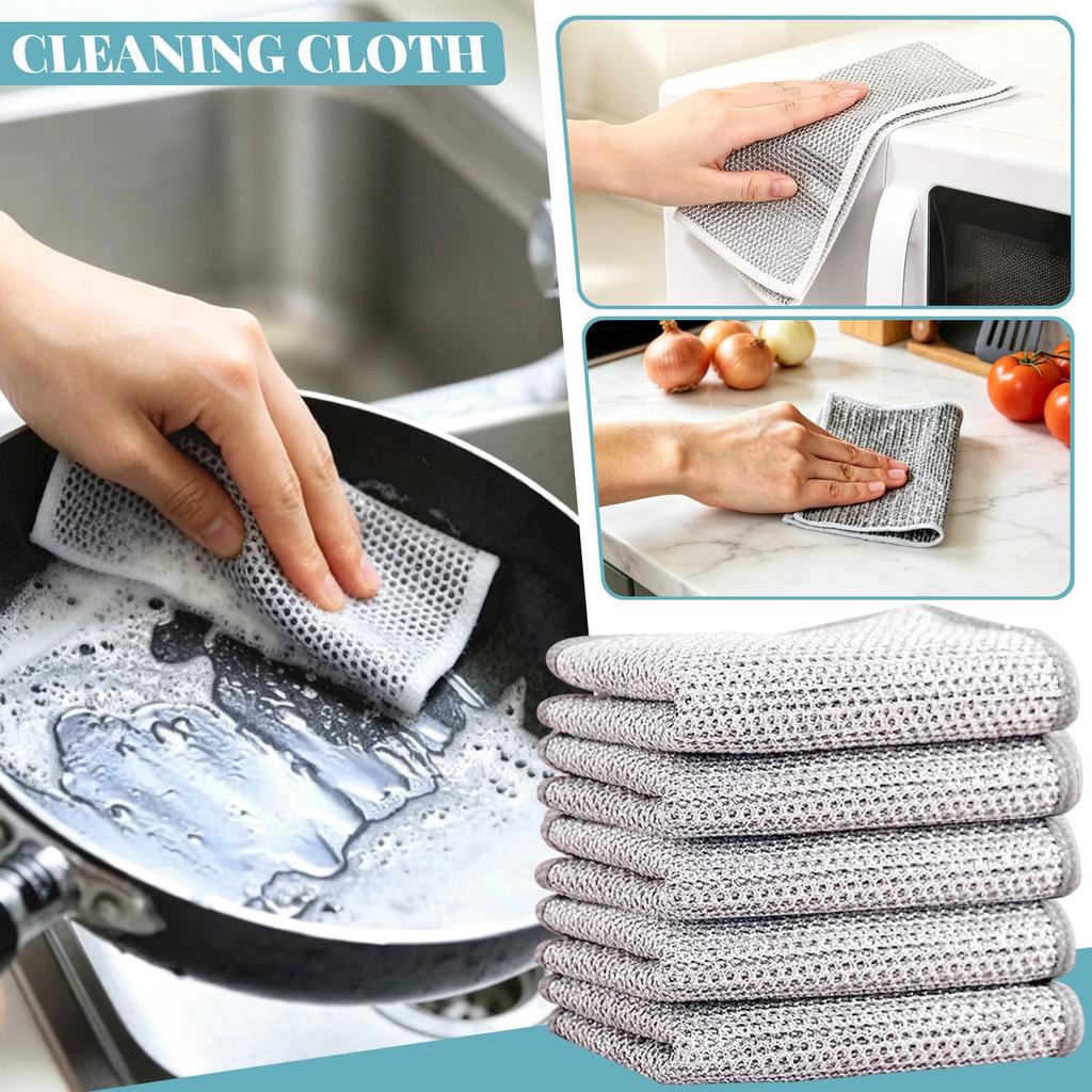 Multi-Layer Silver Fiber Kitchen Cleaning Cloths Set for Dishwashing and Oil Removal Durable and Non-Sticky Surface Cleaning Towels for Home Use
