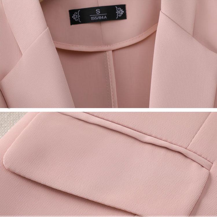 Costum roz Jachetă de costum subțire pentru femei cu mâneci trei sferturi Costum simplu casual de vară