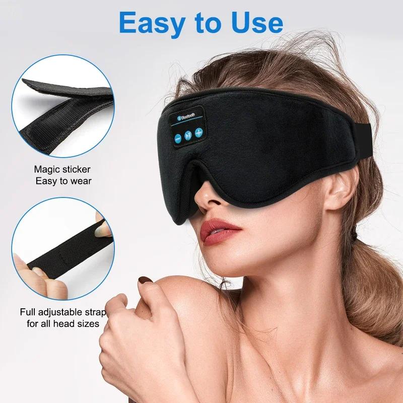 Schlafmaske 3D-konturiert mit Aussparungen Blindscheibe Nacht-Schlafmaske Lichtblockierend Augenmaske Bluetooth-Musikwiedergabe Schlafen