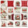 Christmas linen pillow cover sofa living room holiday decoration printed nap pillow