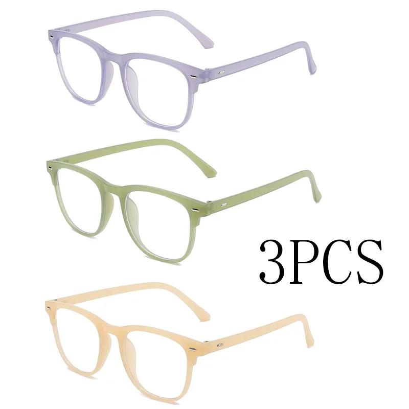 

3 шт. Унисекс Квадратная пластиковая оправа Модные прозрачные очки с защитой от синего света Для школьной одежды и аксессуаров.