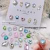 30-Piece Nail Art Crystal Rhinestones Set: Shiny Butterfly, Square, Asymmetrical Peach Heart Shapes