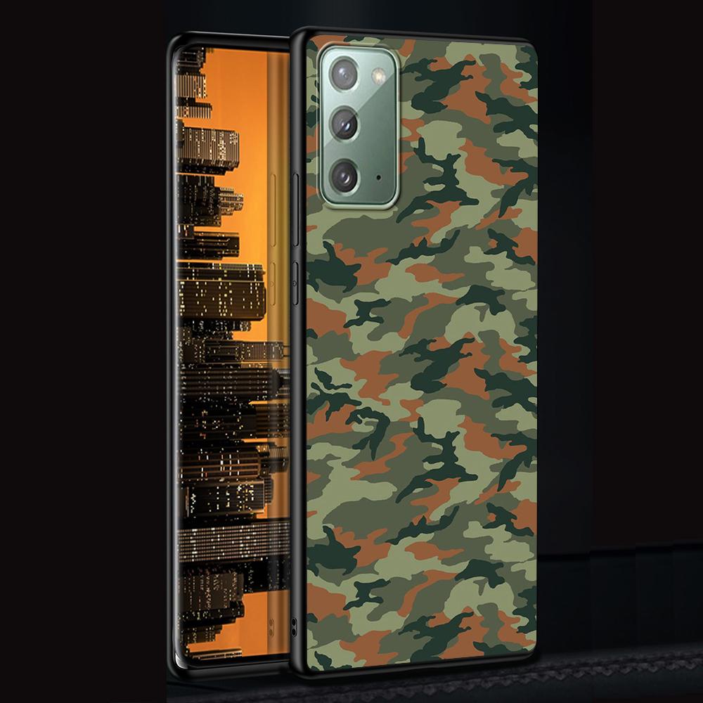 Husă Camouflage cu model pentru Samsung Galaxy Note 20 Ultra 10 Lite 9 8 A53 A52 A12 S22 S21 FE S20 Plus TPU Husă neagră pentru telefon