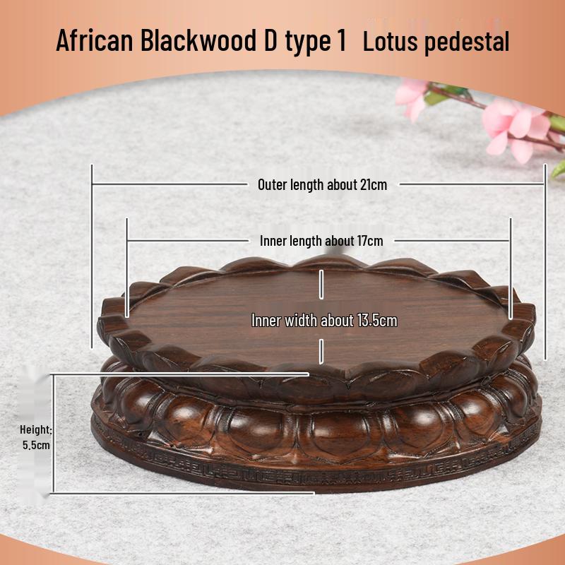 Ebenholz Guanyin Bodhisattva Lotus Sockel, Massivholz geschnitzter runder Opfertablettständer