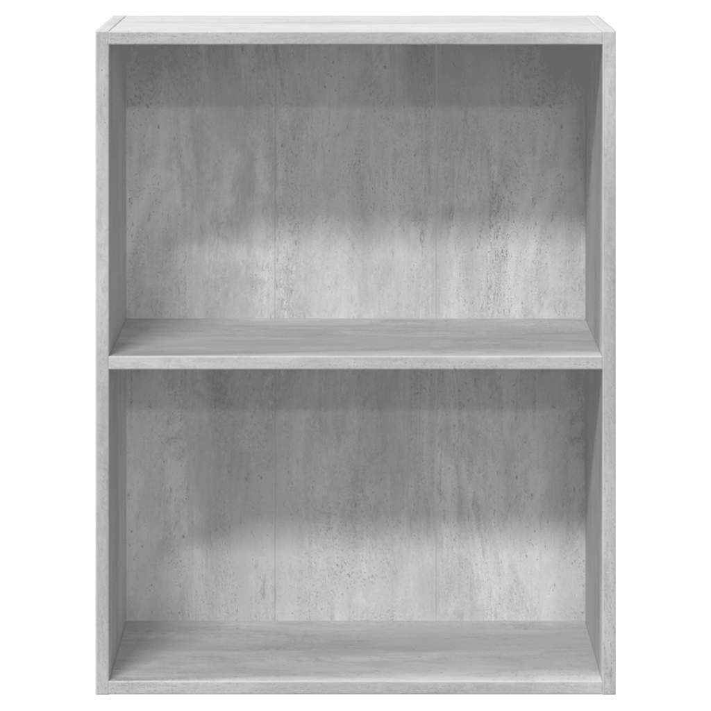 Bookshelf 2 Shelf Concrete Grey 60 x 30 x 76.5 cm Engineered Wood