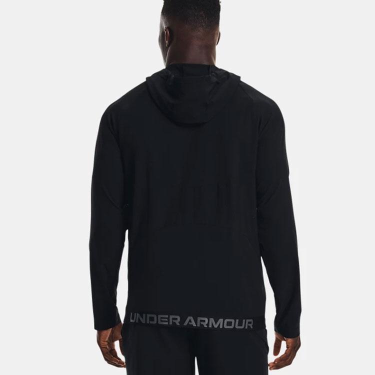 Under Armour Sun Protection Series Solid Color Logo Sports Casual Hooded Jacket Men Jackets Black 1370499-001