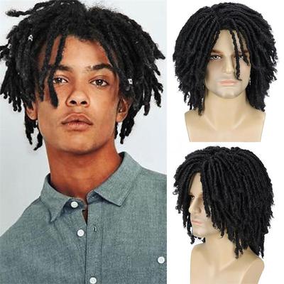 Synthetische Kurze Dreadlock Perücke für Männer Rasta Faux Locs Perücken Afro Bob Schwarz Twist Kunsthaar Perücke Männlich Natürliche Flechtperücken 14 Zoll