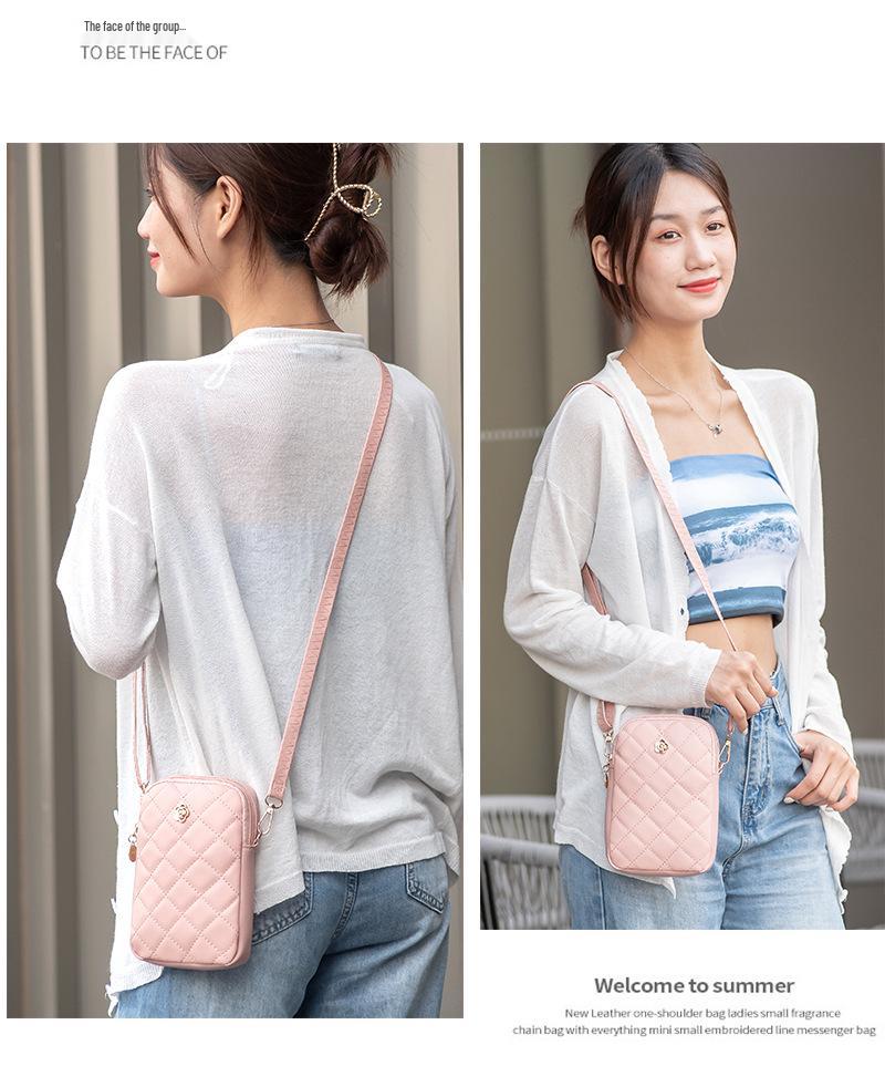 Trendy Embroidered Diamond Pattern Crossbody Phone Bag - 2022 Women's Style