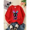 Unisex Crewneck Sweatshirt - Colorful Bunny With Hearts And Symbols , Machine Washable, Spring And Autumn, Sportswear And Casual Wear