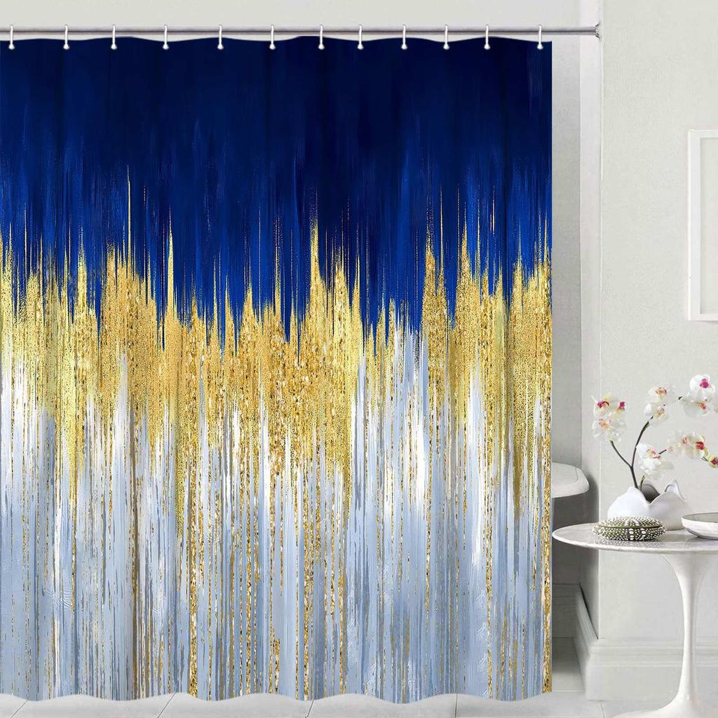 Abstract Shower Curtain Modern Bathroom Shower Curtain Set Beach Aesthetic Stripes Contemporary Minimalist Painting Fabric Shower Curtain Curtain