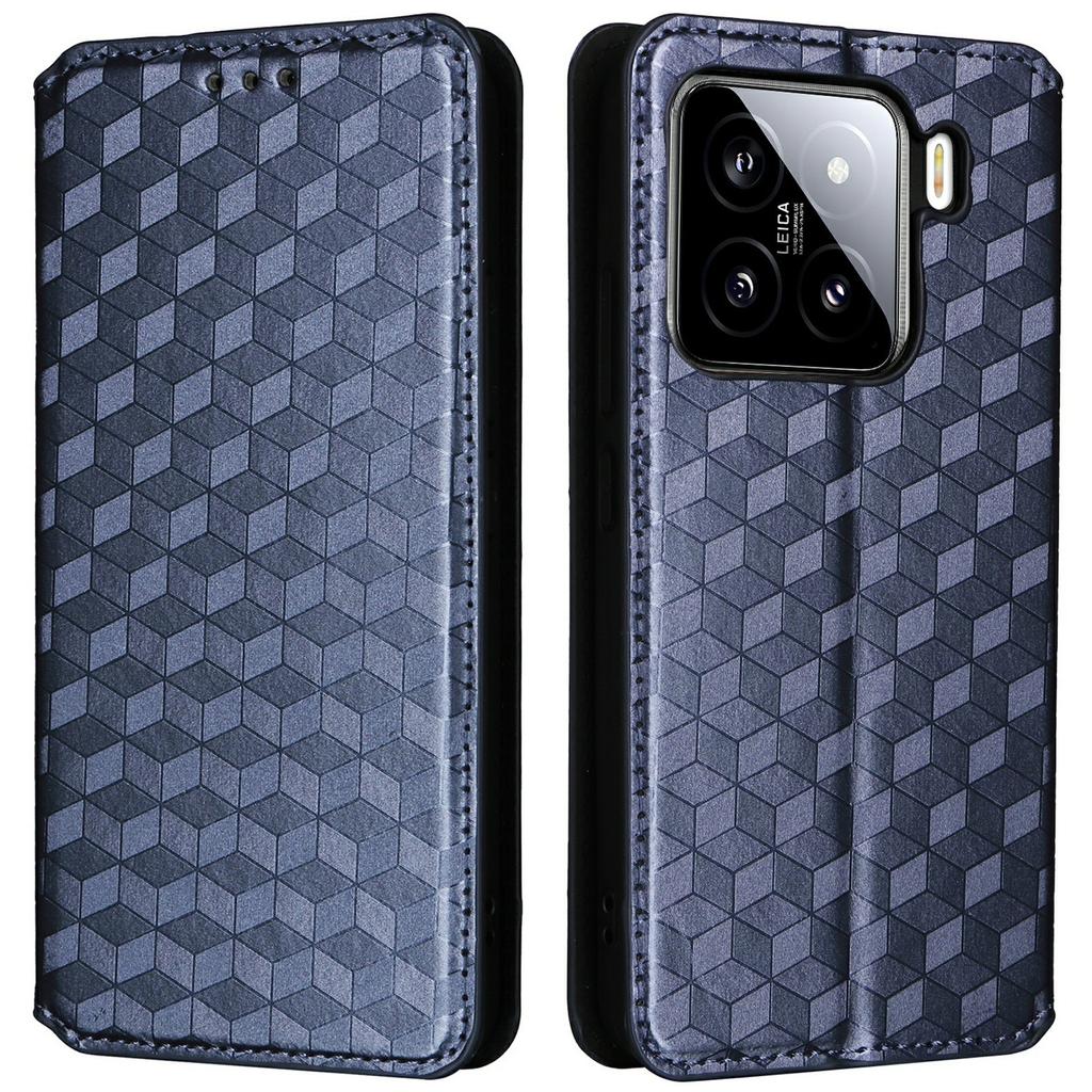 For Xiaomi 15 Wallet Case Rhombus Imprinted Leather Phone Cover