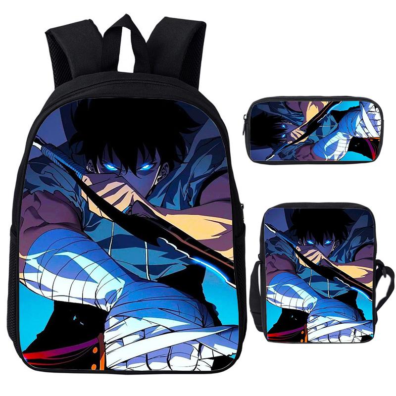 Solo Leveling IGRIS Child Backpacks Shoulder Bag Pencil Case 3pcs Set Large Capacity School Bags for Boys Girls Travel Daypacks