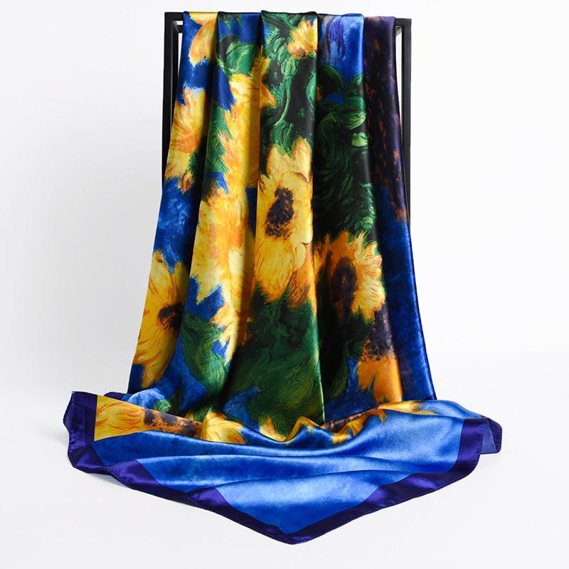 Women Silk Square Scarf Lady Bandana Head Wrap Shawl Satin Foulard Female Large Hijab Neckerchief Scarves Pashmina 2021 Headband