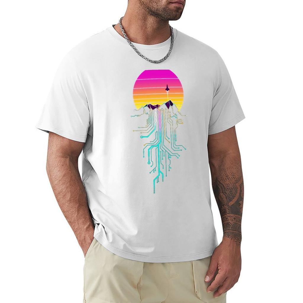 Synth Mountain Sunrise Tshirt Stretch Fabric Comfort Tshirt