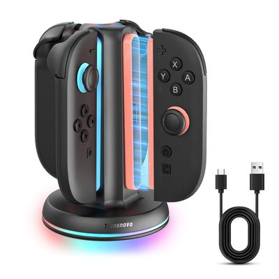 For TRANSNOVO Switch 2 Fast Charging Controller Dock with 9 RGB LED Ideal for or TV Includes Japanese Instruction Manual [New 2025] Joy-Con Charger,