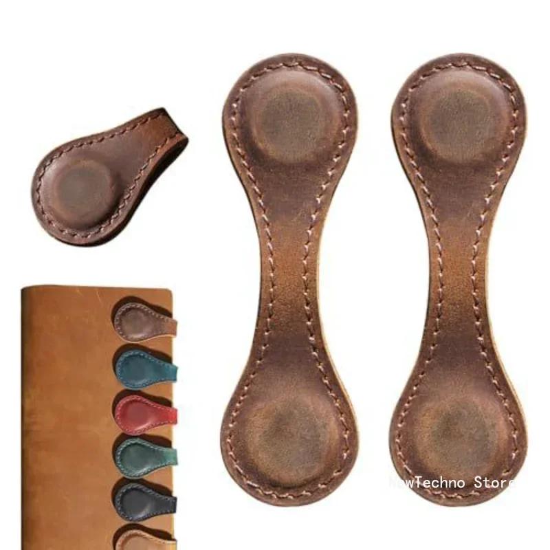 Marcador de Libro de Cuero Retro Cierre Magnético de Doble Cara Clip Magnético Marcadores de Cuaderno Divisor de Páginas Suministros de Papelería