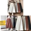 Womens Black Irregular Hem Cotton Blend Midi Skirt For Autumn Winter Fashion