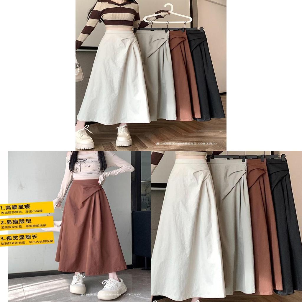 Womens Black Irregular Hem Cotton Blend Midi Skirt For Autumn Winter Fashion