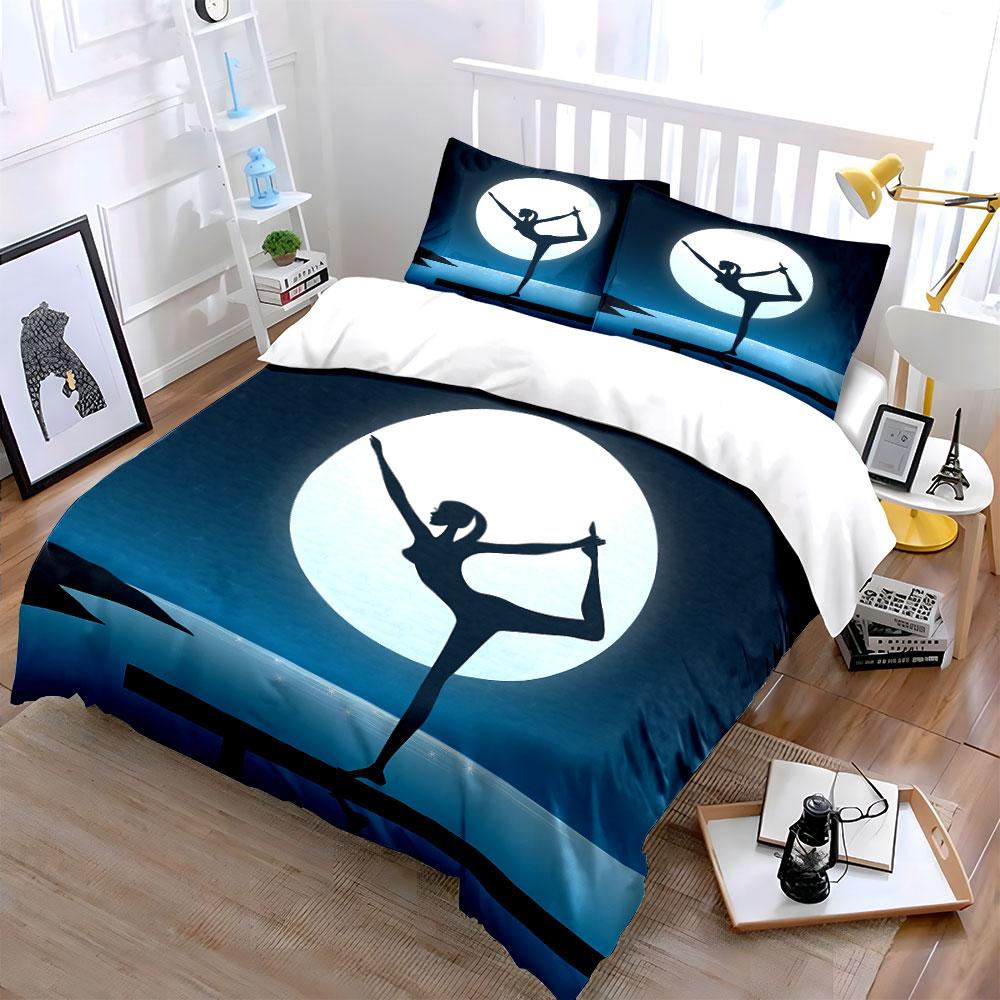 Yoga pose silhouette. Bedding sets Duvet cover sets Duvet covers Pillowcases(1*Duvet Cover 2*Pillowcases without duvet insert)