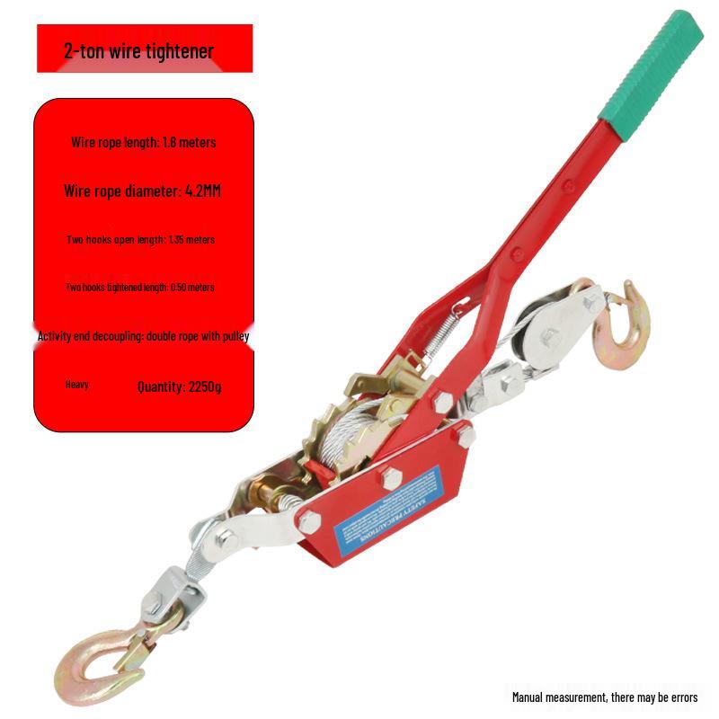 Manual Ratchet Steel Wire Rope Tensioner with Double Hooks for Trucks