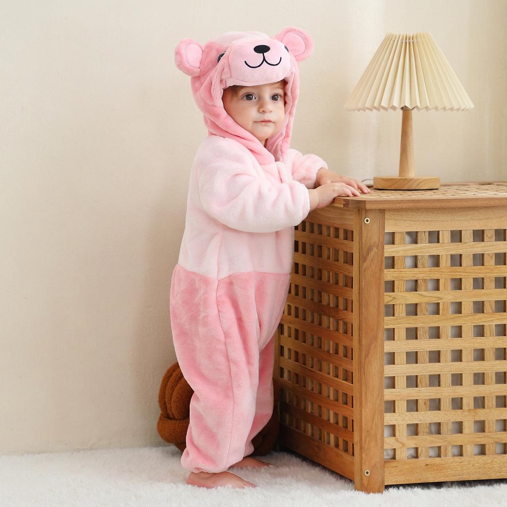 Cartoon One-piece Pajamas For Children All And Winter Animal Home Clothes Children Flannel Crawling Clothes